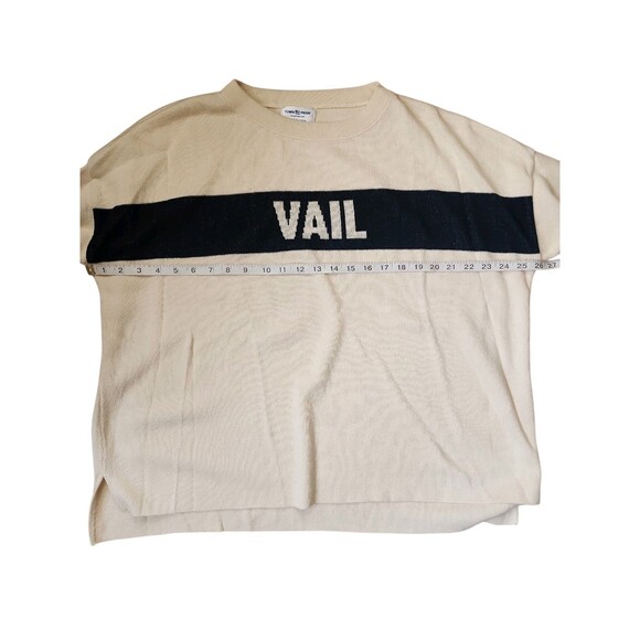 Town Pride Apres Ski Vail Sweater Womens Small Cream Oversized Drop Shoulders - Picture 6 of 9
